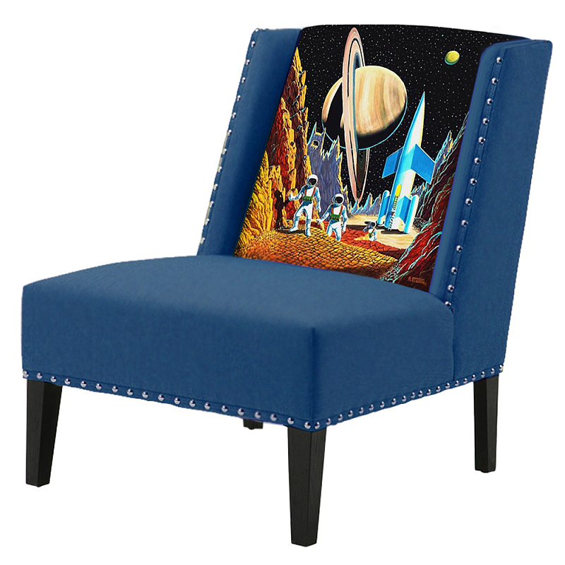 FUN Armchair Retro Futurism Dark blue Дизайнерское кресло с цветным принтом Сапфирово-синий FUN Armchair Retro Futurism Dark blue Дизайнерское кресло с цветным принтом Сапфирово-синий в Волгограде | Loft Concept